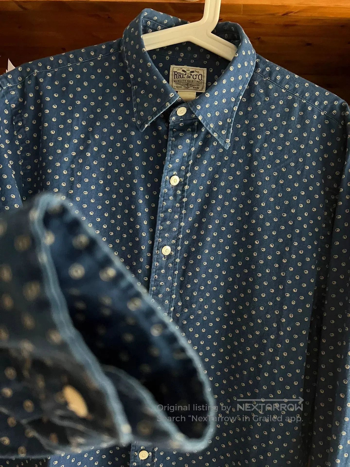 RRL Ralph Lauren stunning blue dye RRL button-up shirt. Size US M / EU 48-50 / 2 - 4 Thumbnail
