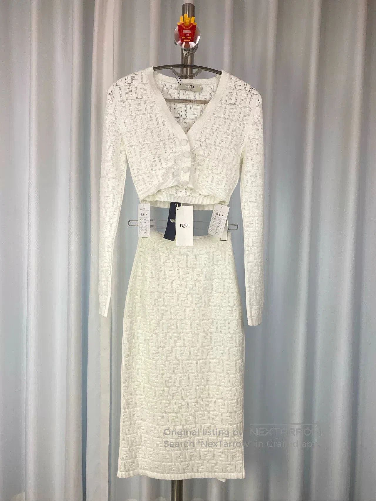 Fendi Fendi White Logo Knit Jacket SS23. Size US XS / EU 42 / 0 - 3 Thumbnail