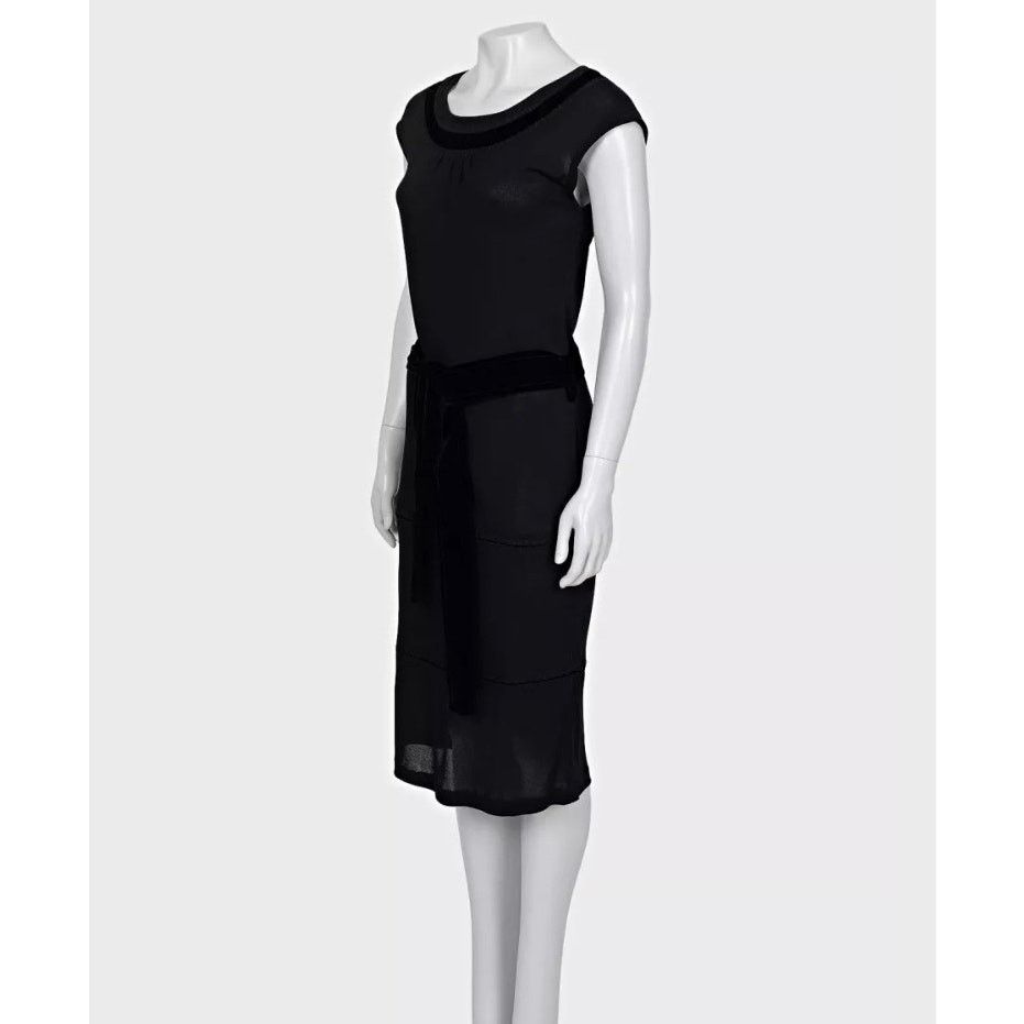 Yves Saint Laurent Saint Laurent Black Velvet Trim Dress - Size Large (L) Size L / US 10 / IT 46 - 2 Thumbnail