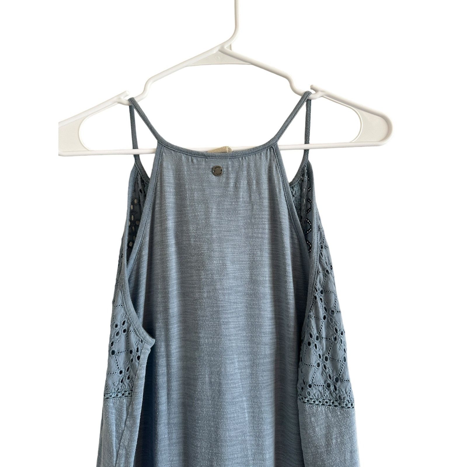 Other Roxy Blue Cotton V-Neck Embroidered Sleeveless Mini Dress Size M / US 6-8 / IT 42-44 - 10 Thumbnail