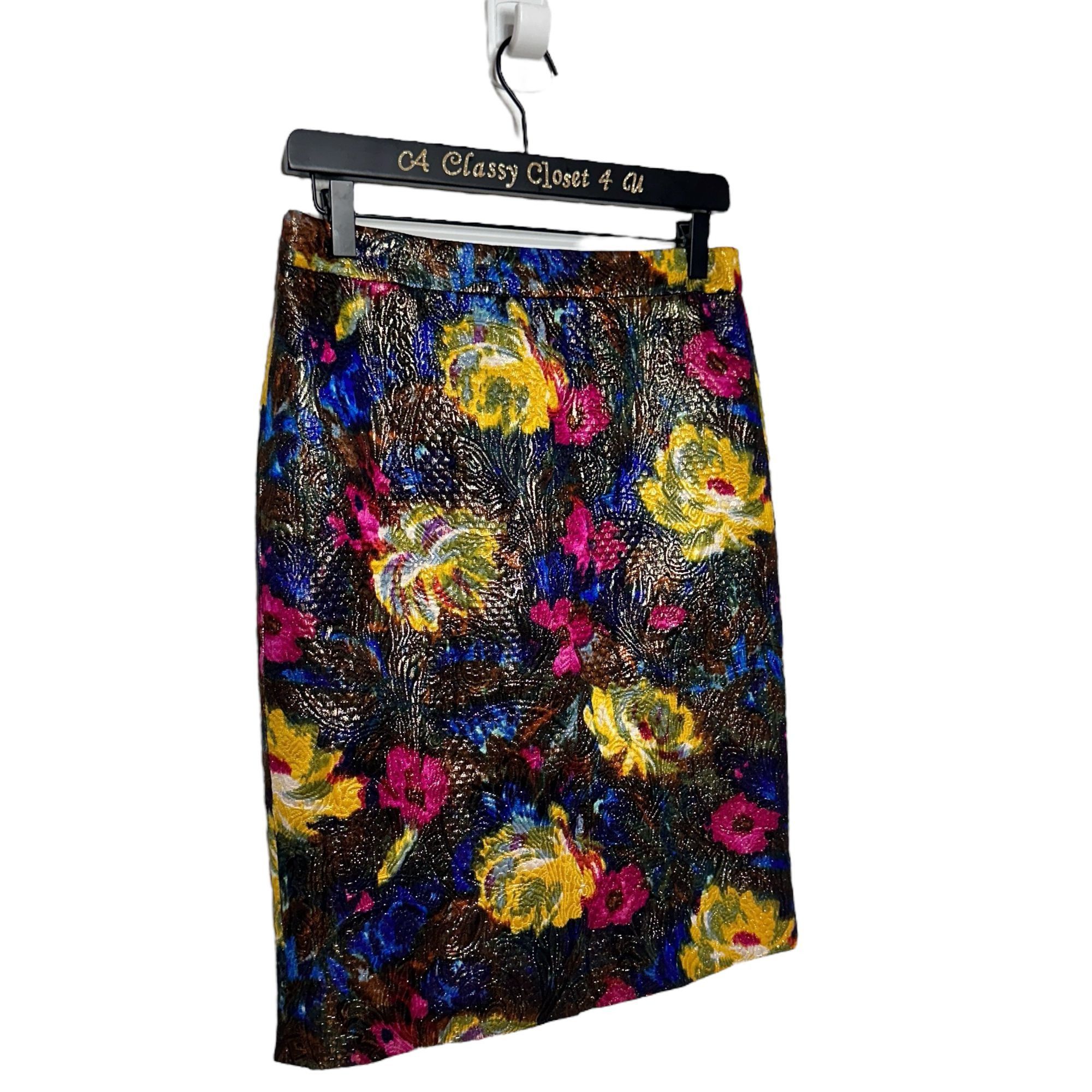 J.Crew J. Crew Silk Cotton Black Floral Metallic Textured Straight Size 27" / US 4 / IT 40 - 8 Thumbnail
