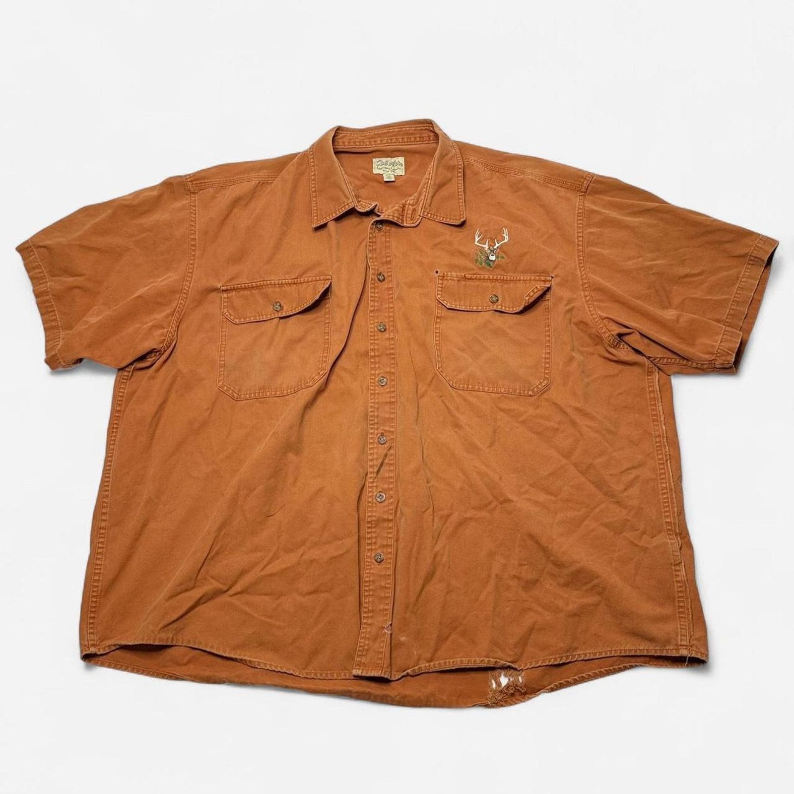 Cabelas Cabela’s Rust Orange Short Sleeve Button Shirt 4XL Tall Size US XXL / EU 58 / 5 - 1 Thumbnail
