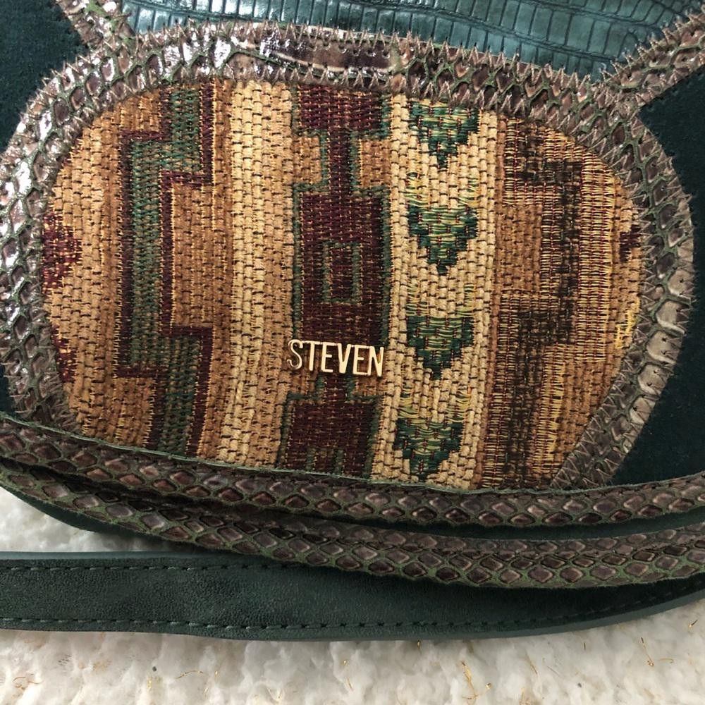 Steven green suede & faux snakeskin shoulder bag