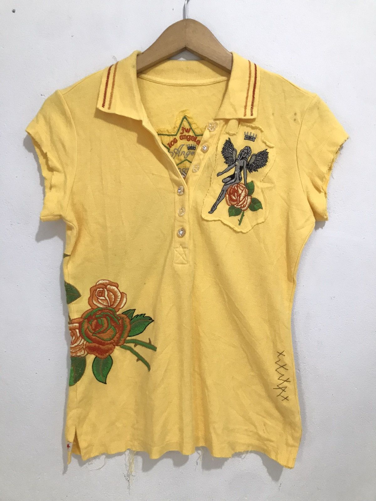 image of 14Th Addiction x Hysteric Glamour Forever Y2K Rose Angel Shirt Japan Americana in Yellow (Size XS)