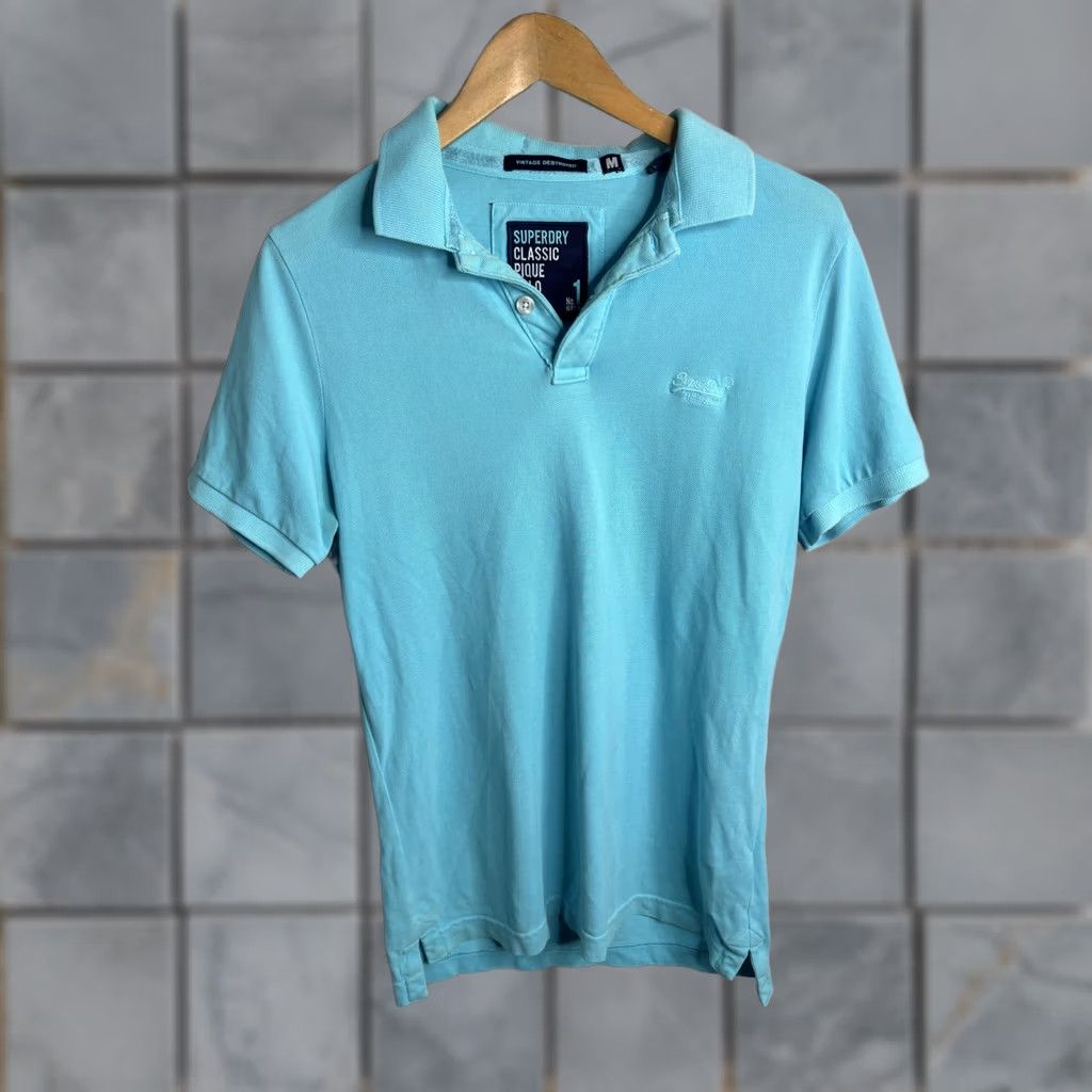 Superdry Superdry Polo Shirt Mens Medium Blue Classic Pique Logo Knit Short Sleeve Size US M / EU 48-50 / 2 - 1 Thumbnail
