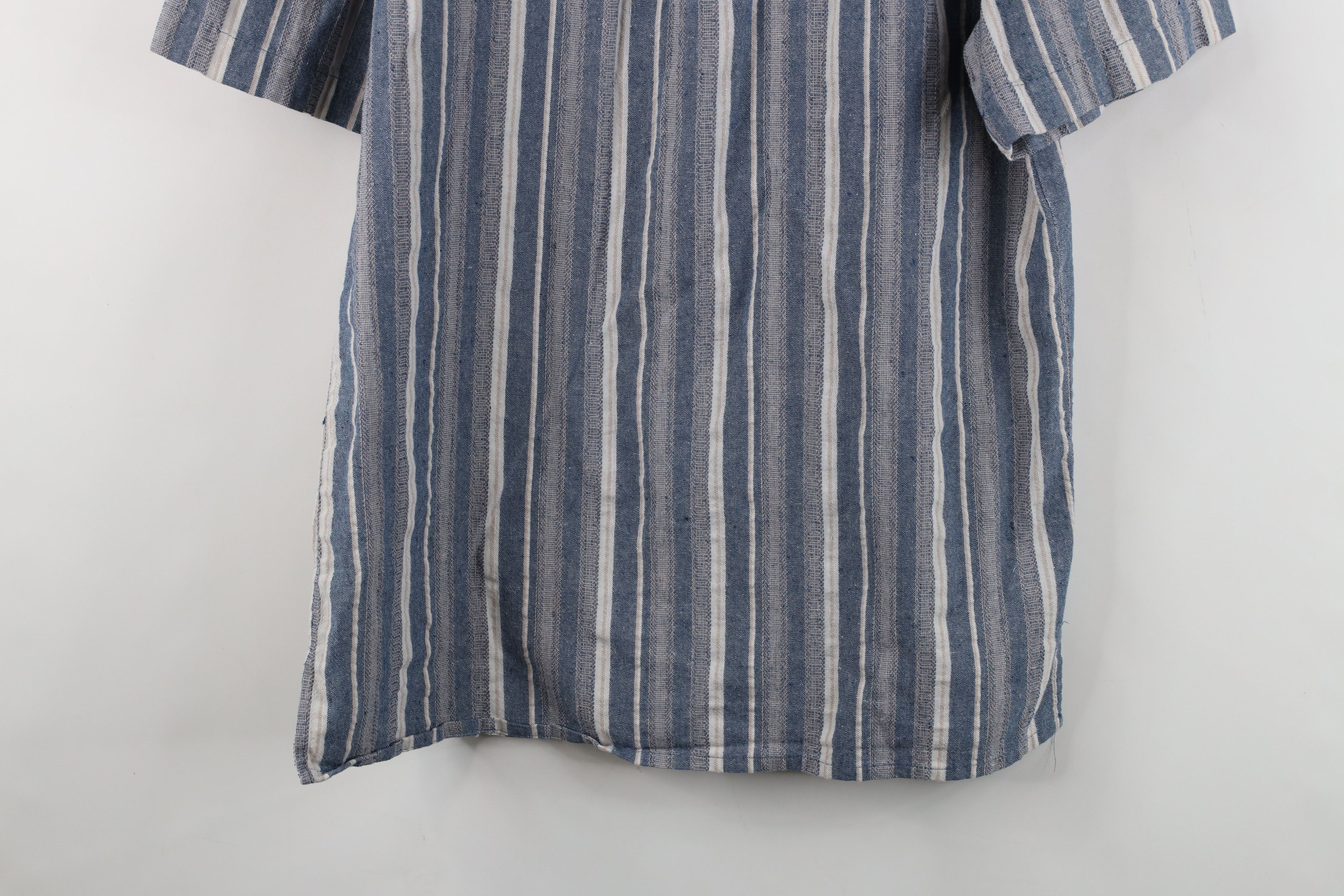 Vintage Vintage 90s Streetwear Linen Blend Camp Collar Button Shirt Size US L / EU 52-54 / 3 - 11 Thumbnail