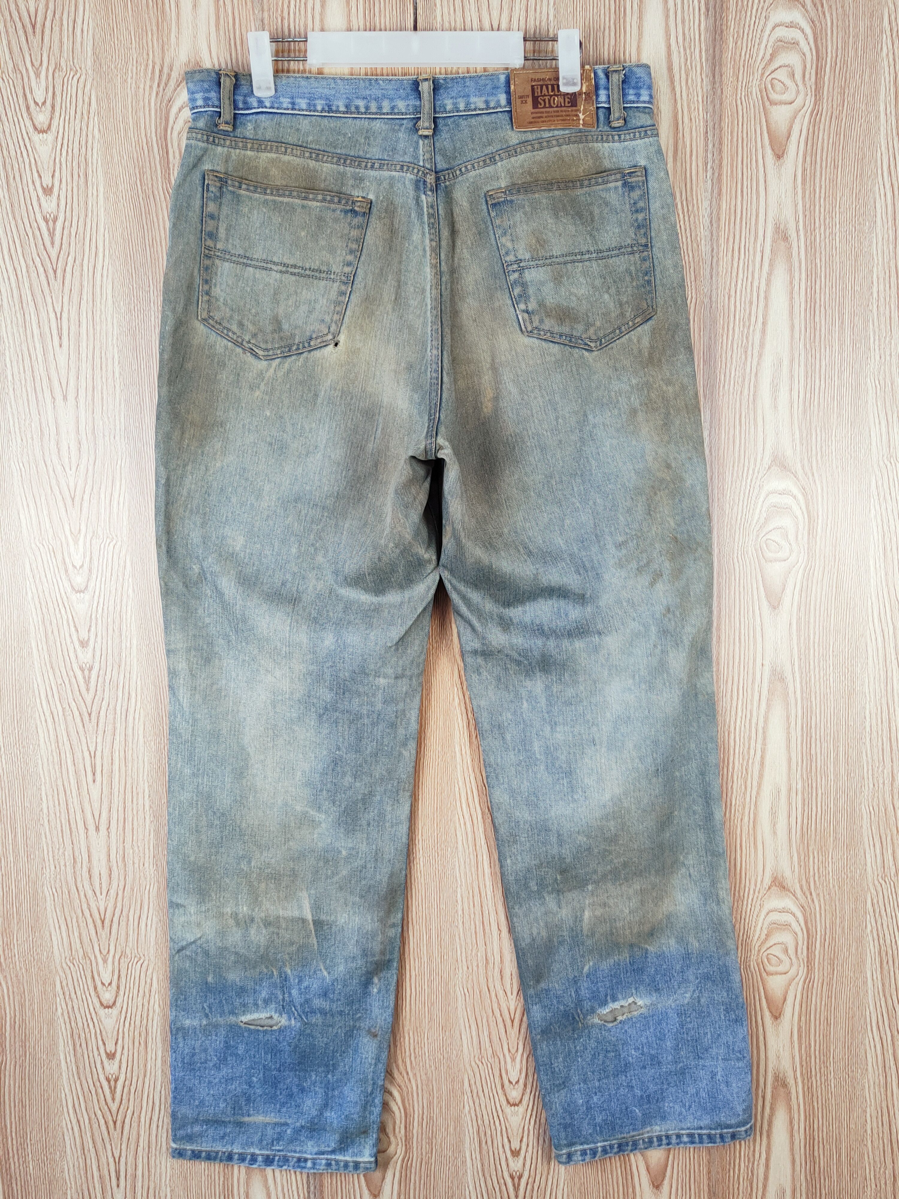 Japanese Brand Halley Stone Blue Faded Distressed Ripped Jeans #W504 Size US 34 / EU 50 - 7 Thumbnail