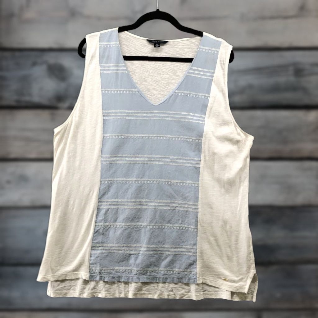 Tommy Hilfiger Tommy Hilfiger Tank Top Womens Plus XXL White Blue Cotton V-Neck Casual Summer Size XXL / US 16-18 / IT 52-54 - 1 Thumbnail