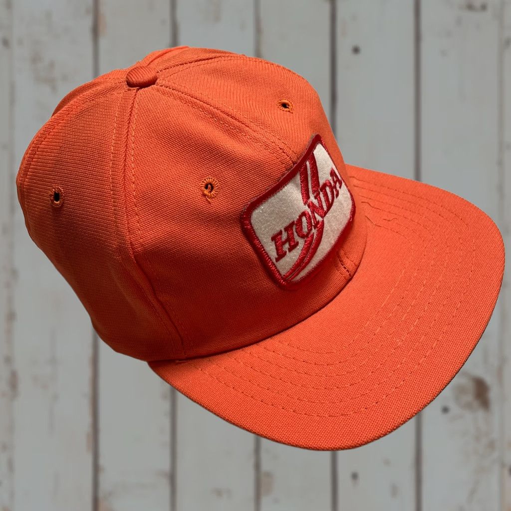 New Era VINTAGE New Era Cap Baseball Cap M/L NOS NWOT Orange 80s Motocross Racing Cars Bikes Honda Japan Americana Mens Womens Boys Girls Size ONE SIZE - 1 Thumbnail