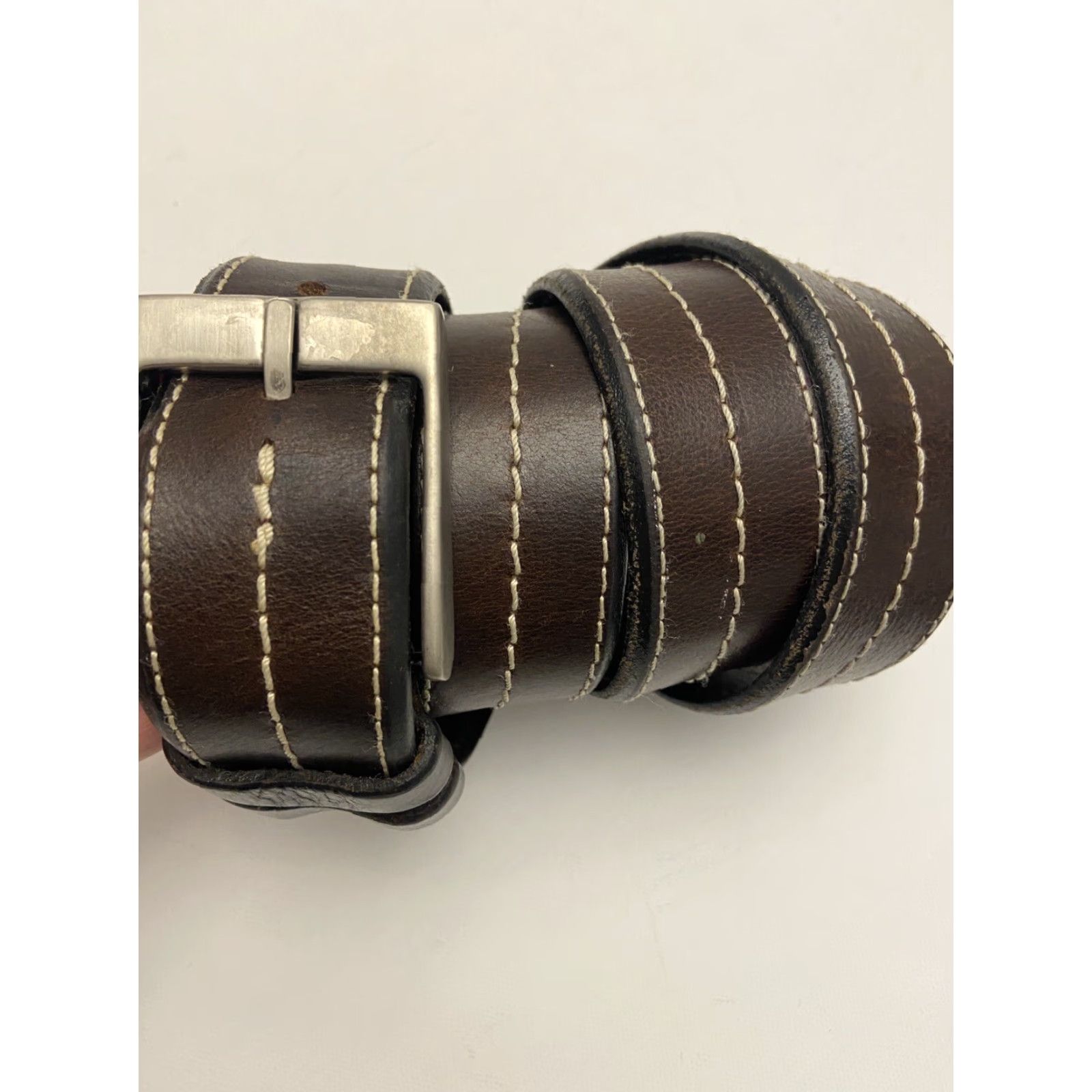 Vintage Brown Leather Belt Size 40 for Men Size 40 - 3 Thumbnail