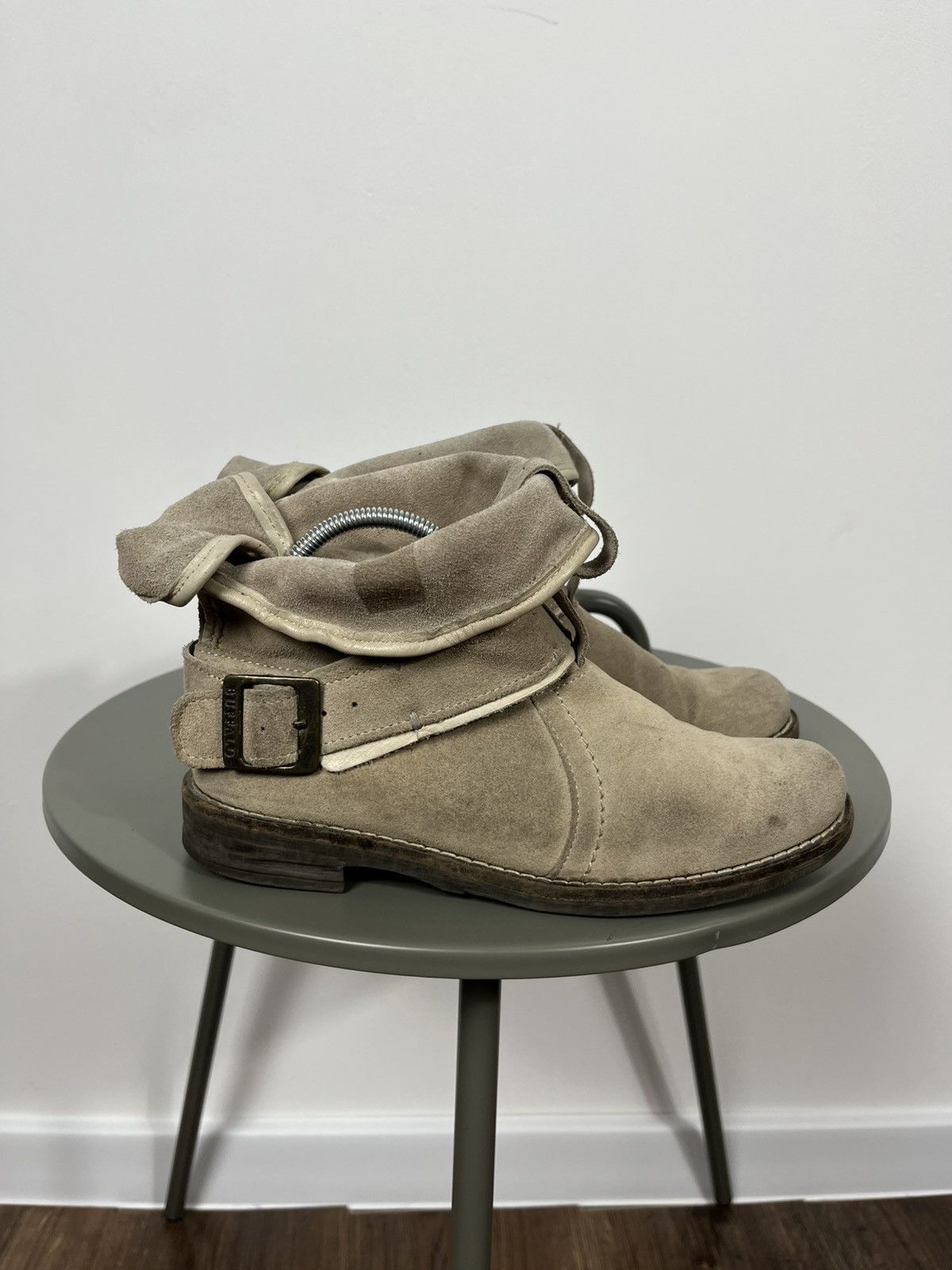 Vintage Buffalo Suede Foldover Buckle Boots Women’s Size 36 Beige Size US 5.5 / IT 35.5 - 2 Thumbnail