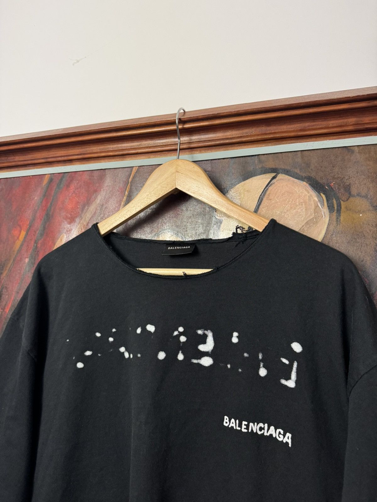 Balenciaga SS23 Balenciaga Spray Logo Distressed Tee Oversize Fit Rare Size US M / EU 48-50 / 2 - 3 Thumbnail
