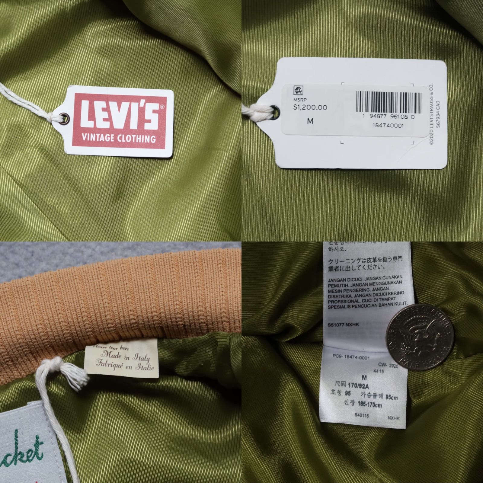 Levi's Levis Vintage Clothing LVC Suede Leather Bomber Jacket M Tan Mens Size US M / EU 48-50 / 2 - 9 Thumbnail