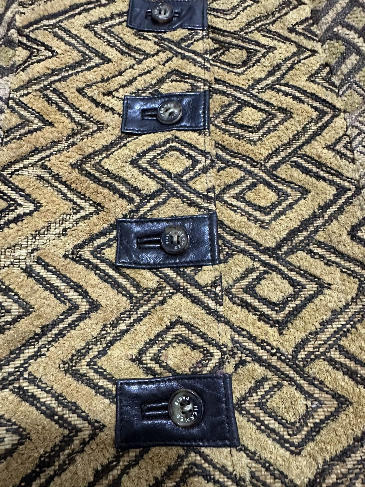 Hermes Vintage Hermès Kuba Vest Lamb Leather Raphia craft Rare Size M / US 6-8 / IT 42-44 - 7 Thumbnail