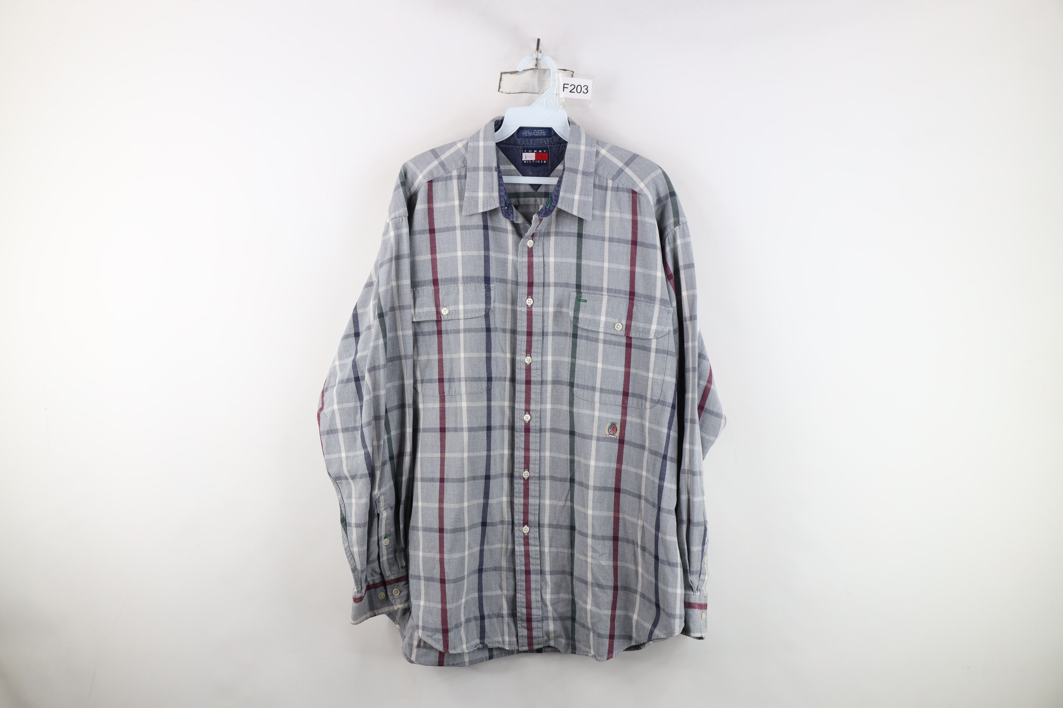 Tommy Hilfiger Vintage 90s Tommy Hilfiger Heavy Flannel Button Shirt Plaid Size US L / EU 52-54 / 3 - 1 Thumbnail