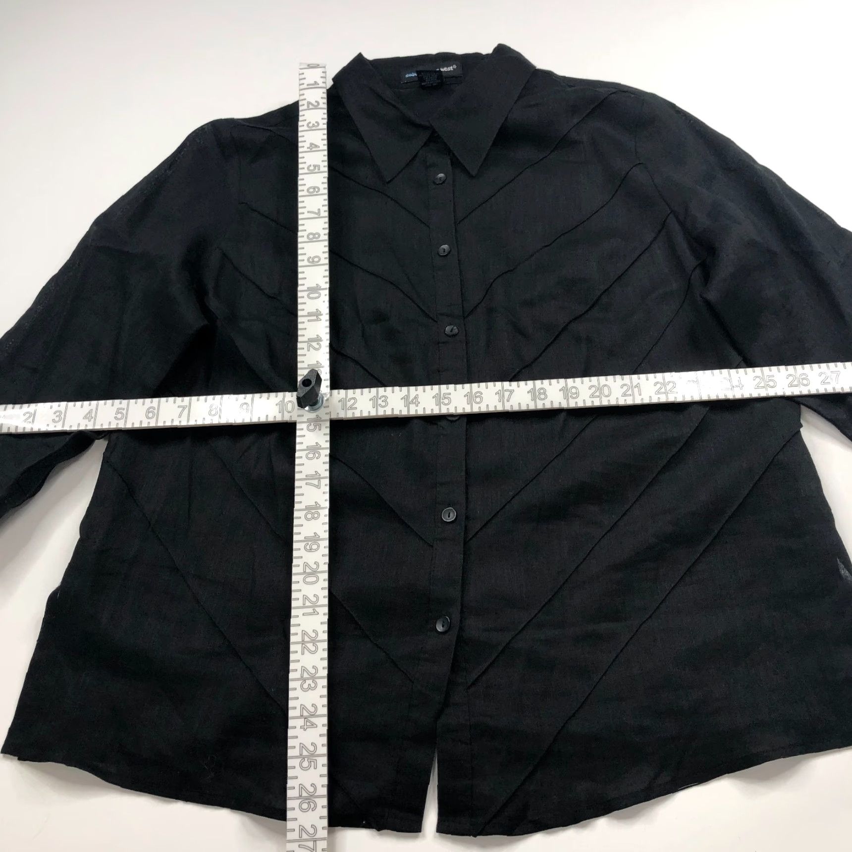 Vintage VINTAGE Saint Tropez West Shirt 1X Long Sleeve Linen Black Striped Button-Up Womens Plus Size XL / US 12-14 / IT 48-50 - 3 Thumbnail