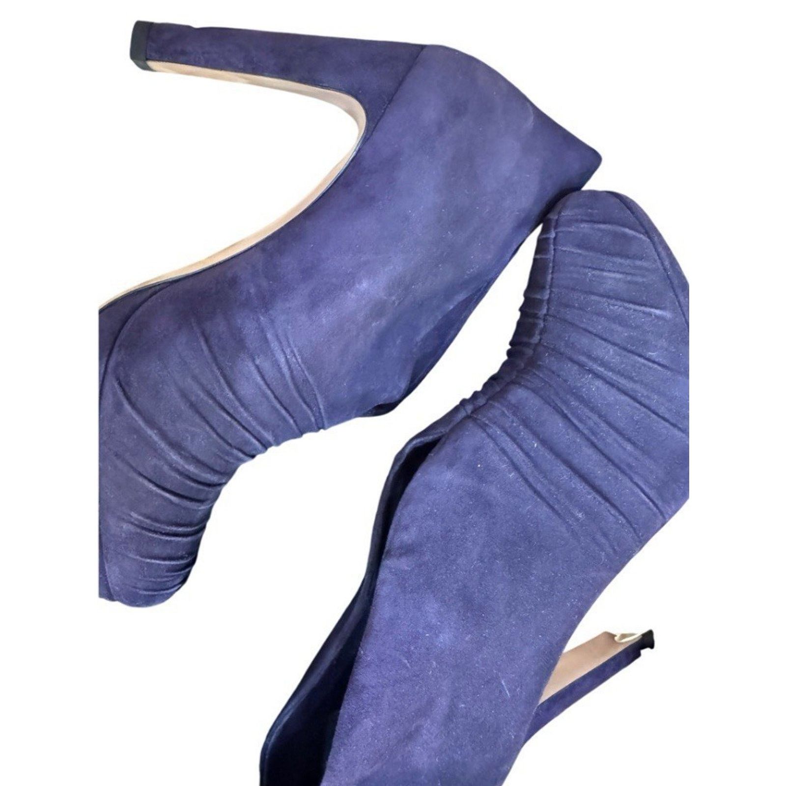 Prada $1295 PRADA PURPLE SUEDE GATHERED SHORT PLATFORM BOOTS 39.5 Size US 8.5 / IT 38.5 - 7 Thumbnail