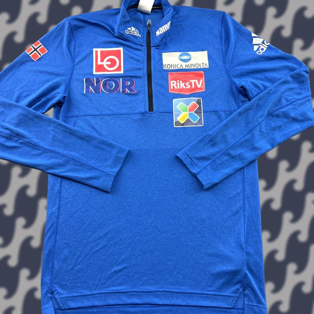 Adidas Adidas Norway Team Mens Ski Top Medium 1/4 Zip Base Layer Blue Sports Flag Shirt Size US M / EU 48-50 / 2 - 1 Thumbnail