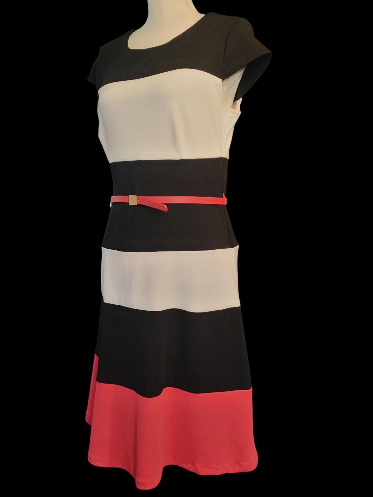 Other R & K Originals Women's Striped Midi Dress w Cap Sleeve/Belt Size L / US 10 / IT 46 - 4 Thumbnail