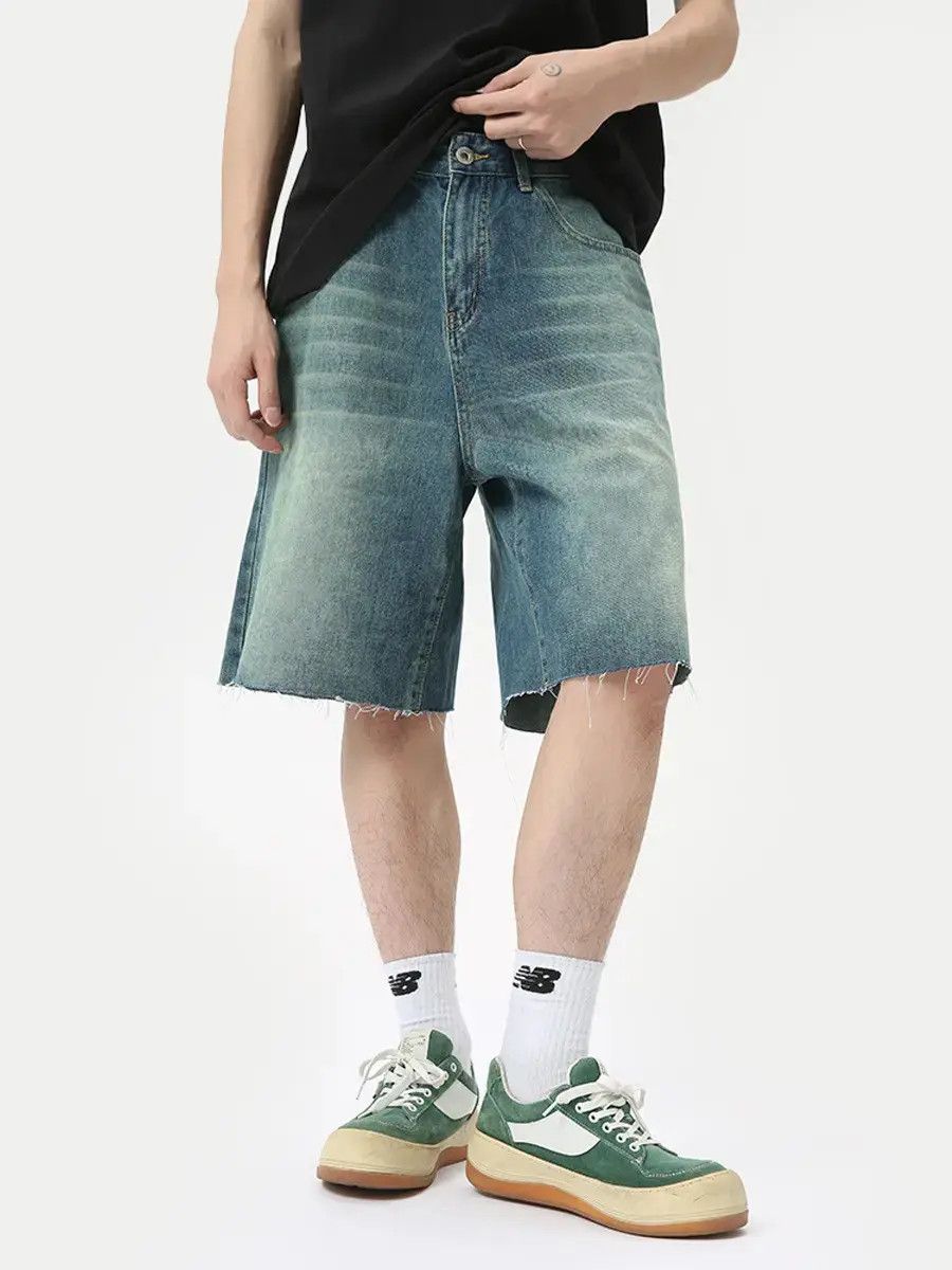 Japanese Brand Retro loose casual fringed denim shorts Size US 32 / EU 48 - 1 Thumbnail