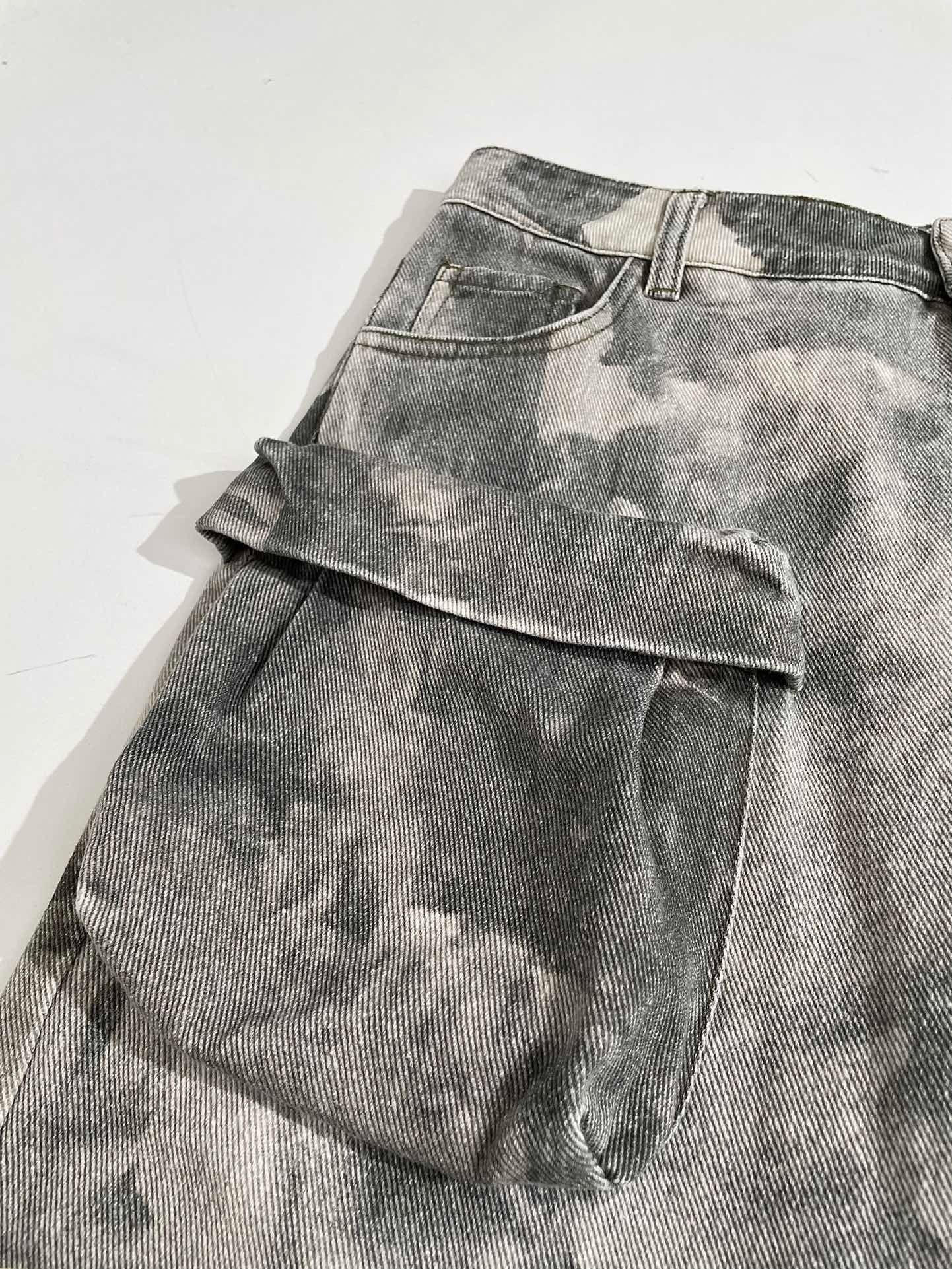 Japanese Brand Multi Pocket Camouflage Denim Cargo Pants Loose Size US 29 - 3 Thumbnail
