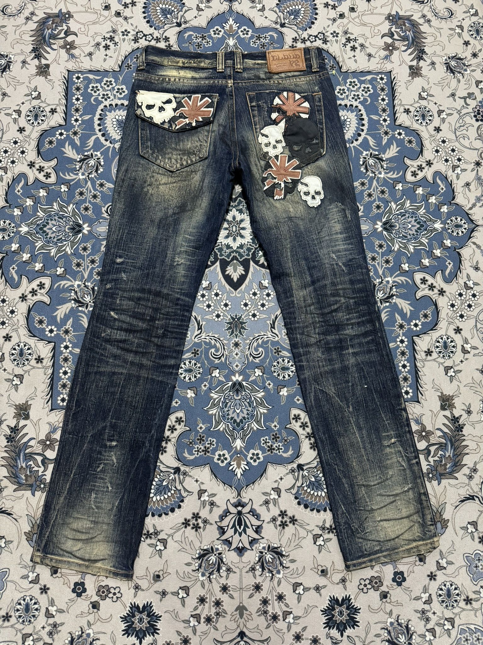 Japanese Brand × Seditionaries Cloud 77 Distressed Skull Patches Jeans Size US 29 - 2 Thumbnail