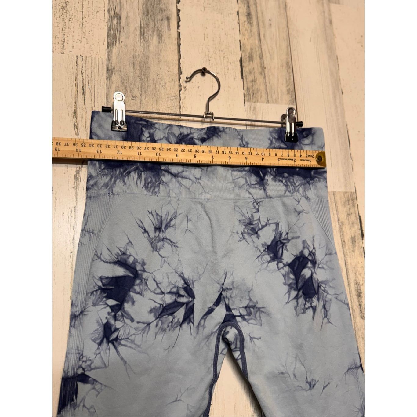 Other Blue Tie-Dye Seamless High Waist Leggings | Ribbed Stretchy Size 32" / US 10 / IT 46 - 5 Thumbnail