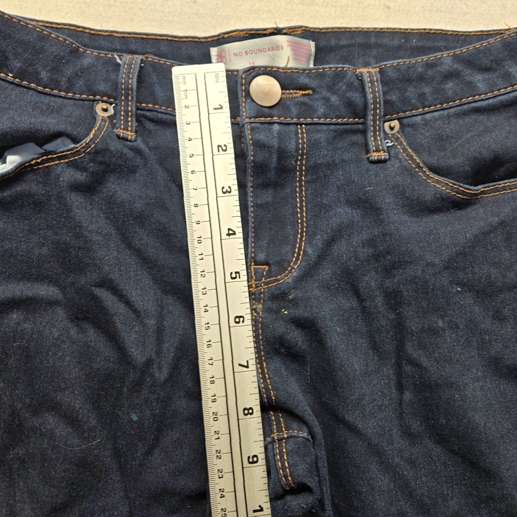 Vintage No Boundaries Jeans Adult Women 15 Black Cotton Denim Skinny Stretch 5-Pocket Belt Loops Regular Solid Medium Women Size 36" / US 14 / IT 50 - 6 Thumbnail