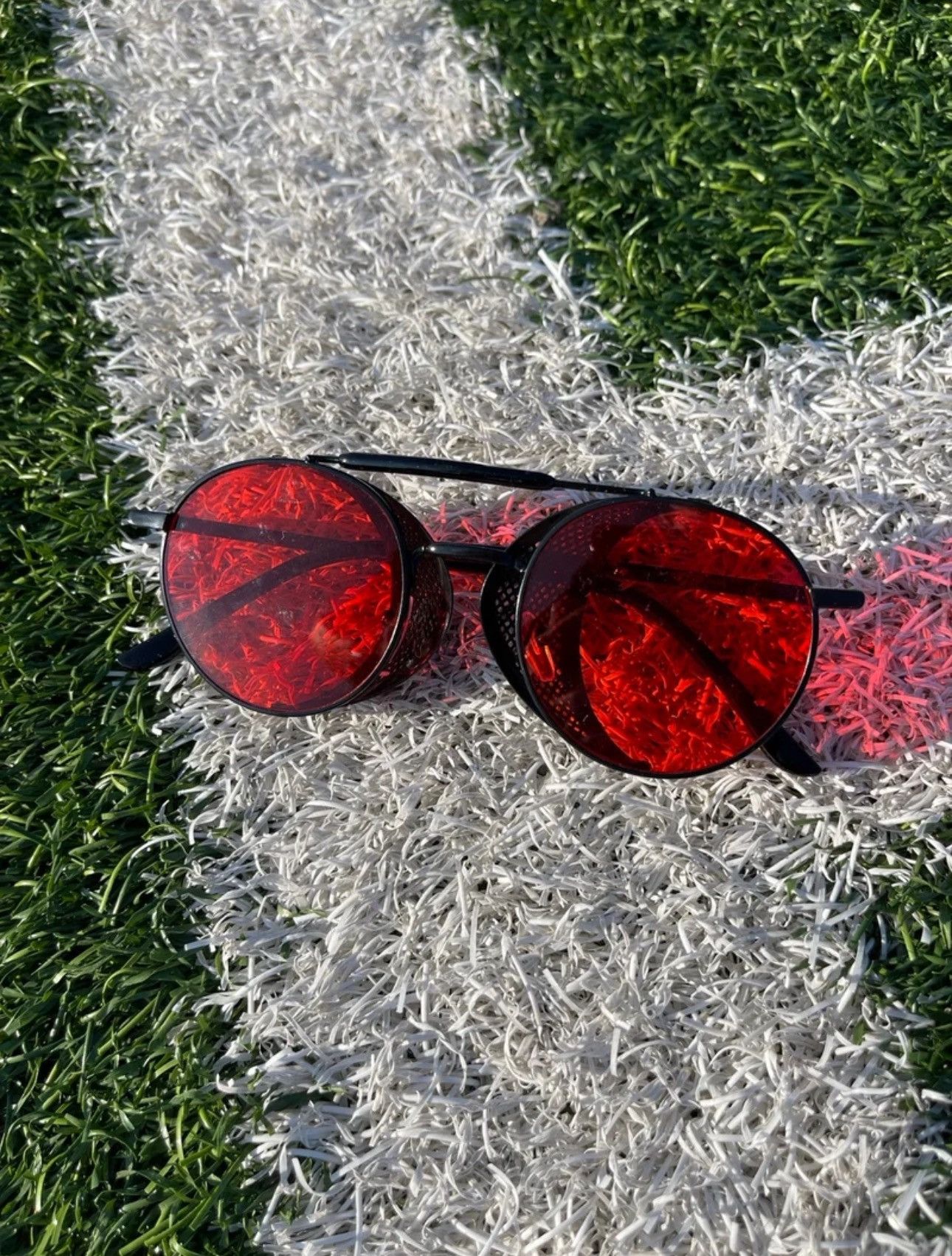 Vintage Vintage Red Lens Round Steampunk Sunglasses Size ONE SIZE - 7 Thumbnail