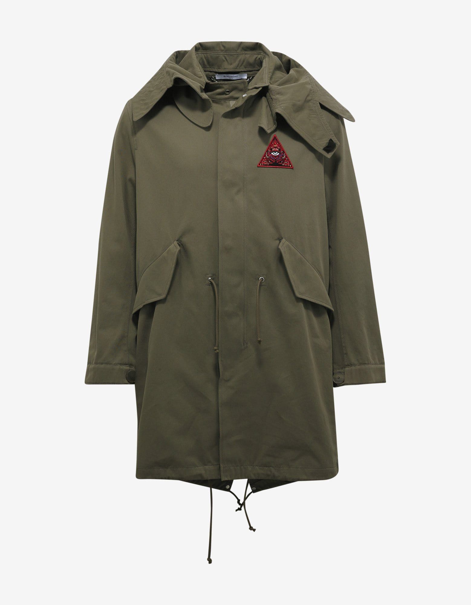image of Givenchy Khaki Parka With Eye Embroidery Size 52 in Green, Men's