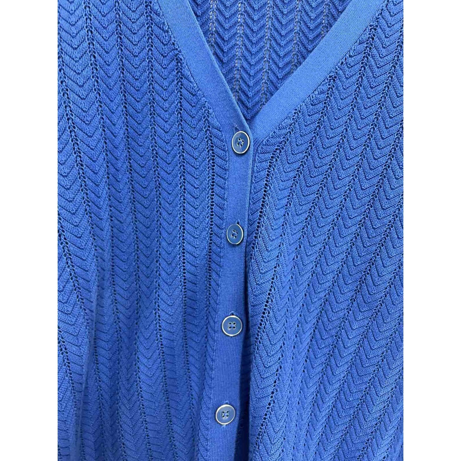 Robert Talbott Talbots 100% Pima Cotton Cardigan XL Royal Blue A001481 Size XL / US 12-14 / IT 48-50 - 4 Thumbnail