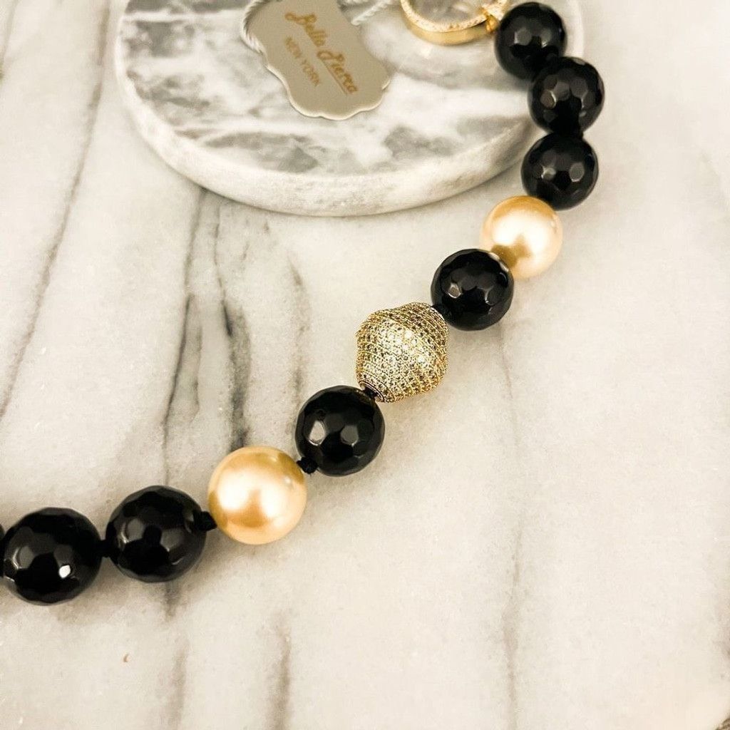 Designer Bella Pietra Etched Black Onyx Beaded Necklace Size ONE SIZE - 3 Thumbnail