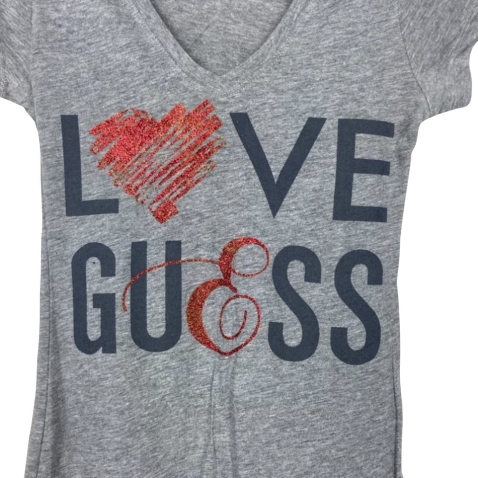 Guess Guess Love Gray Spell Out Short Sleeve T Shirt Sz XS Size XS / US 0-2 / IT 36-38 - 2 Thumbnail