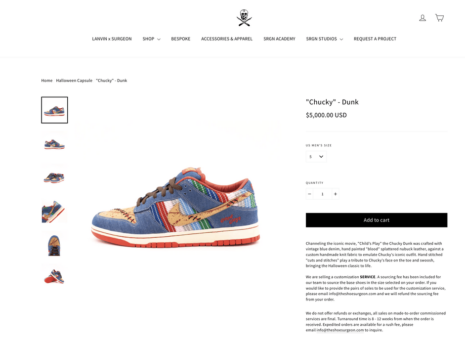 The Shoe Surgeon 🔪 CHUCKY High SB Dunks 🎃 Grailed