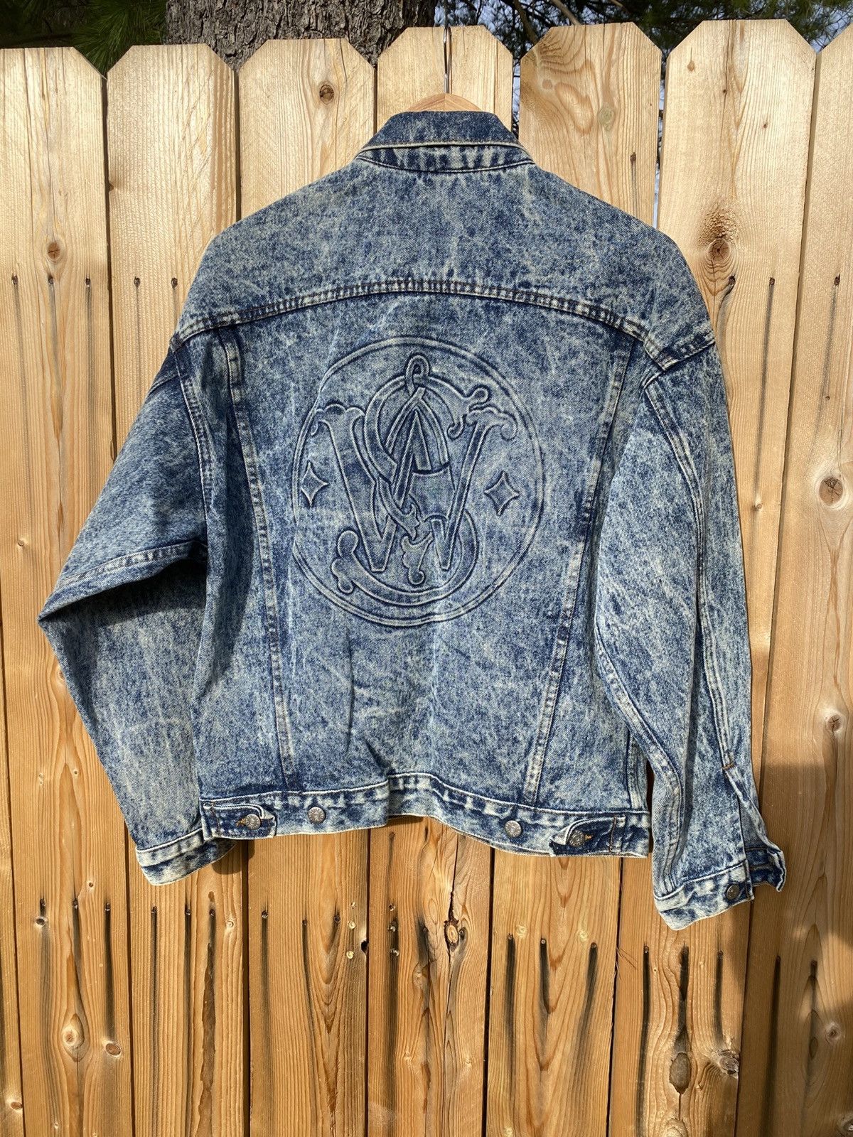 Vintage Vtg Made USA Smith & Wesson Logo Acid Stone Wash Jean Jacket Size US S / EU 44-46 / 1 - 9 Thumbnail
