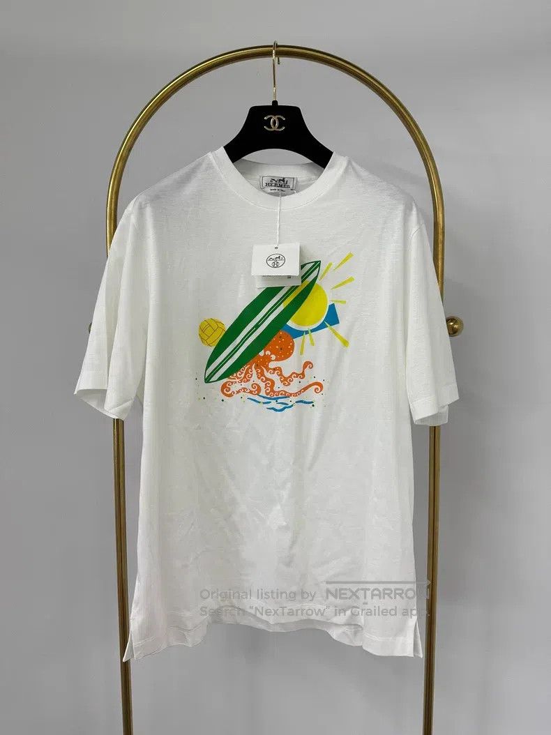 Hermes Hermes Printed White T-Shirt Size US M / EU 48-50 / 2 - 1 Thumbnail