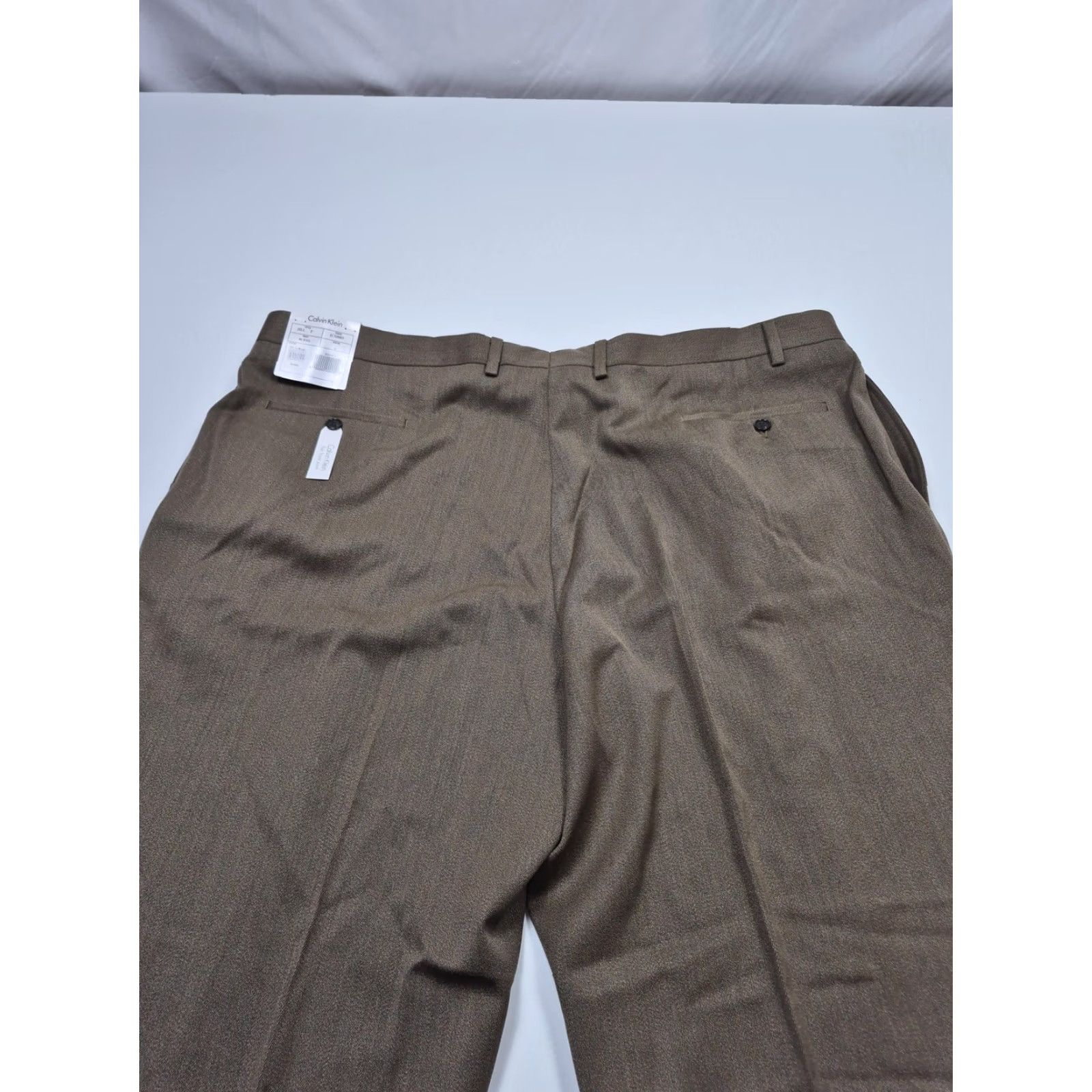 Calvin Klein Calvin Klein Dress Pants Mens 46 Wool Flat Front Straight Leg Brown NWT Unhemmed Classic Formal Business Pants Size US 30 / EU 46 - 7 Thumbnail