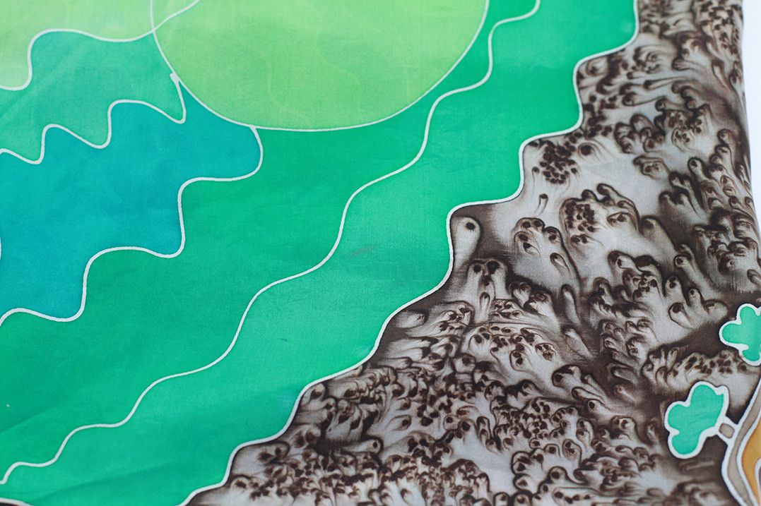 Vintage Vintage 1993 Silk Scarf – Hand-Painted Landscape Design Size ONE SIZE - 8 Thumbnail