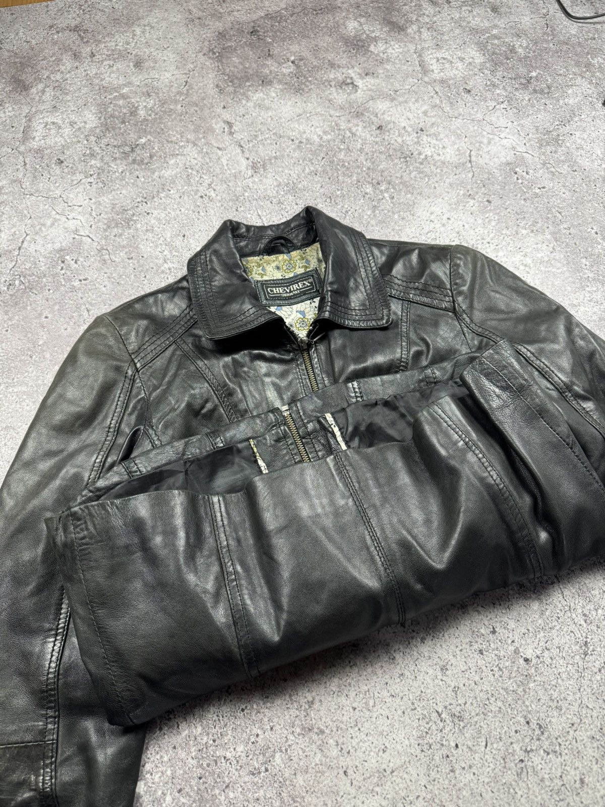 Japanese Brand FADED CROPPED AVANT GARDE LEATHER JACKET OWENS STYLE Y2K Size US S / EU 44-46 / 1 - 8 Thumbnail
