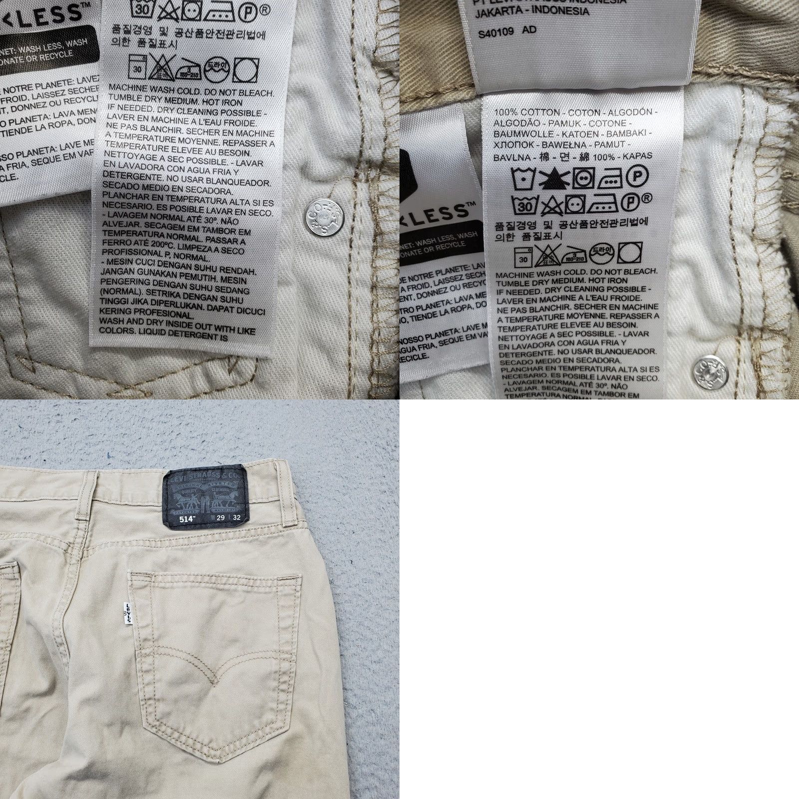 Levi's Levi's 514 Jeans Mens 29 Tan Denim Stretch Straight Fit White Tab Streetwear Size US 29 - 8 Thumbnail