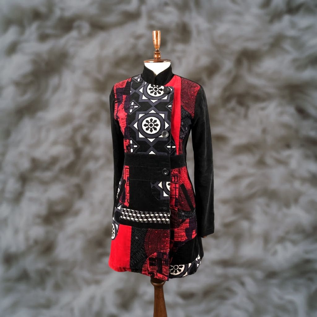 Desigual Desigual Women's Coat Black Cotton Single-Breasted 38 Embroidered Logo Pockets Branded Buttons Regular Fit Casual Overcoat Size XS / US 0-2 / IT 36-38 - 1 Thumbnail