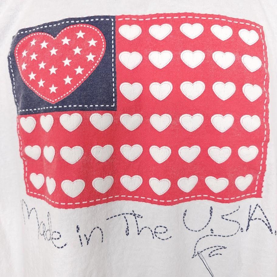 Vintage Vintage American Flag Hearts T Shirt Mens Size Large White Size US L / EU 52-54 / 3 - 2 Thumbnail