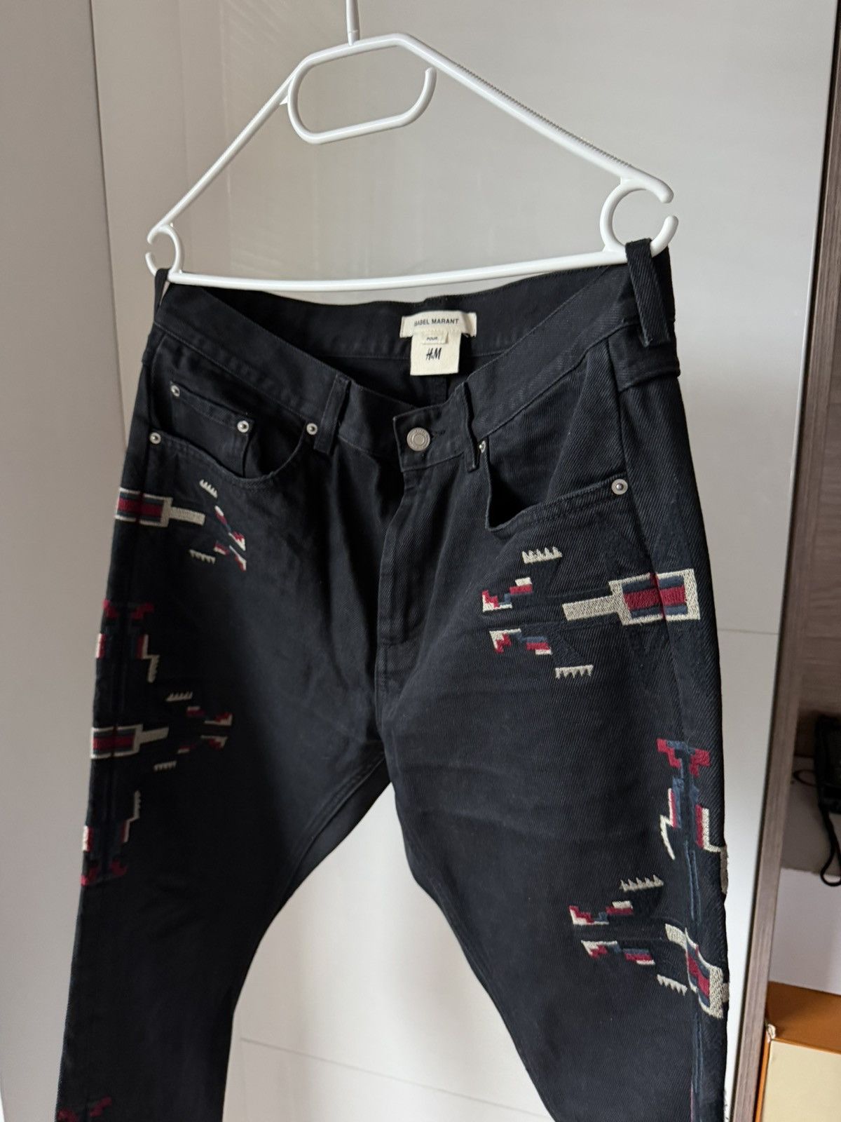 Isabel Marant Isabel Marant x H&M Embroidered Western Black Denim Jeans Size US 33 - 2 Thumbnail