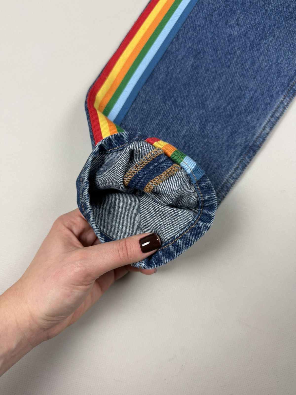 Palm Angels BNWT! Palm Angels Ladies Denim Rainbow Medium Wash Jeans Size 26" / US 2 / IT 38 - 9 Thumbnail