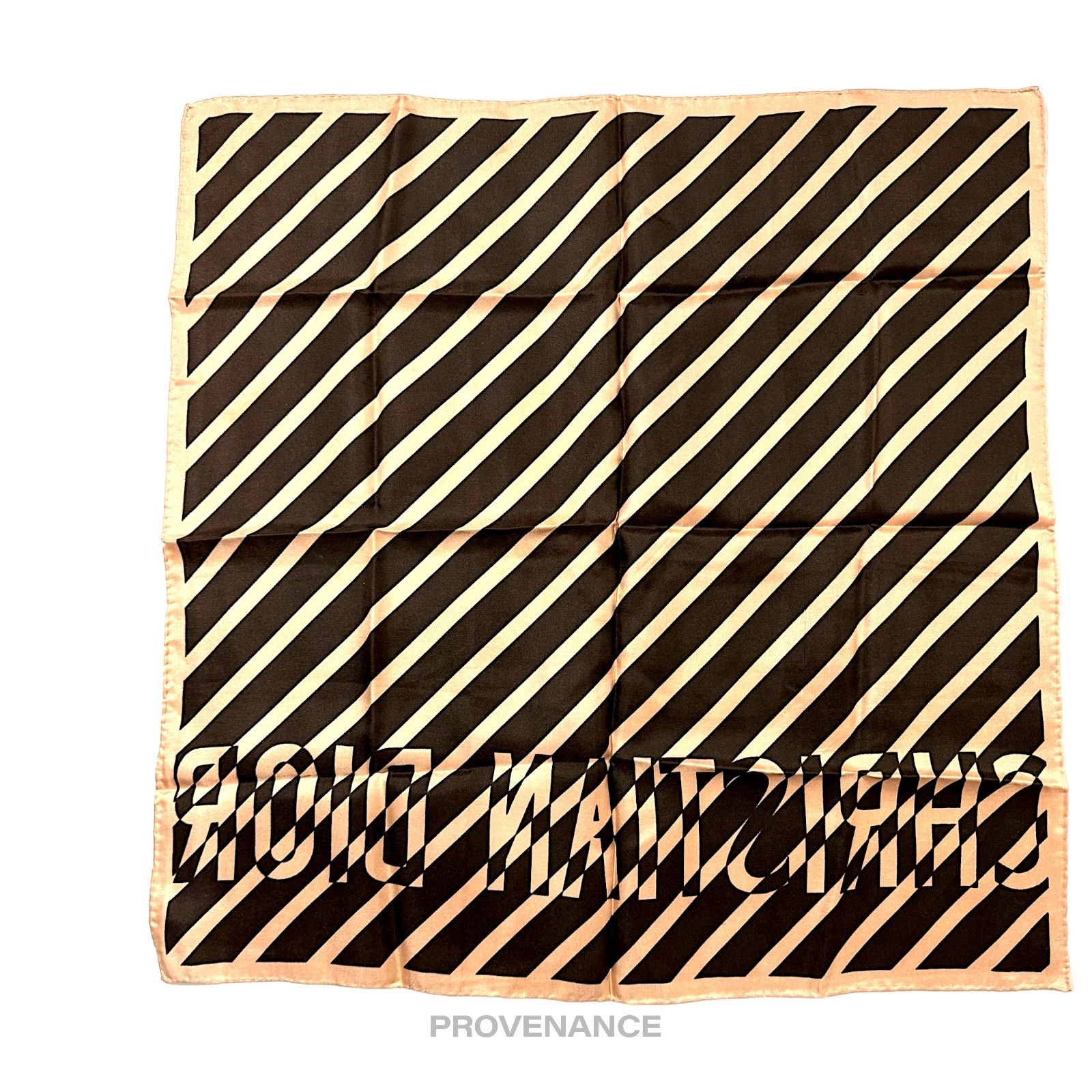 Dior 🔴 Christian Dior Logo Moiré Scarf 50 - Black/Blush Striped Size ONE SIZE - 2 Thumbnail