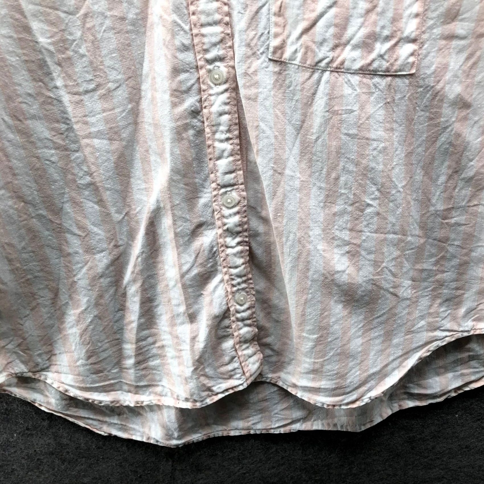 Everlane VINTAGE? No. Everlane Shirt Womens 8 Oversized 100% Linen Pink Striped Button-Down Collarless Long Sleeve Breathing Shirt Size M / US 6-8 / IT 42-44 - 4 Thumbnail