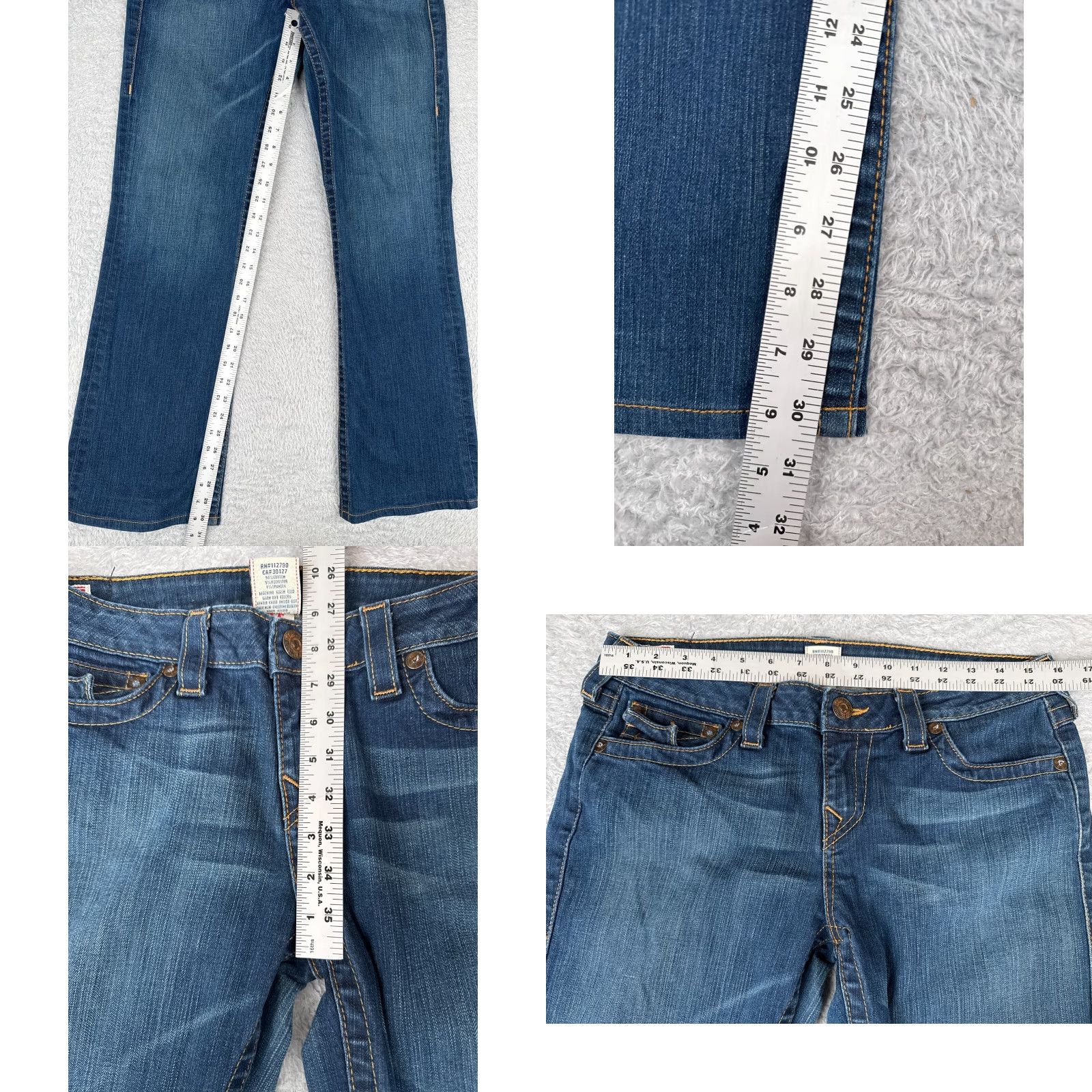 True Religion True Religion Women's Flared Jeans 32" Waist 31" Inseam Light Wash Denim Cotton Stretch Retro 2000s Size 24" / US 00 / IT 34 - 8 Thumbnail