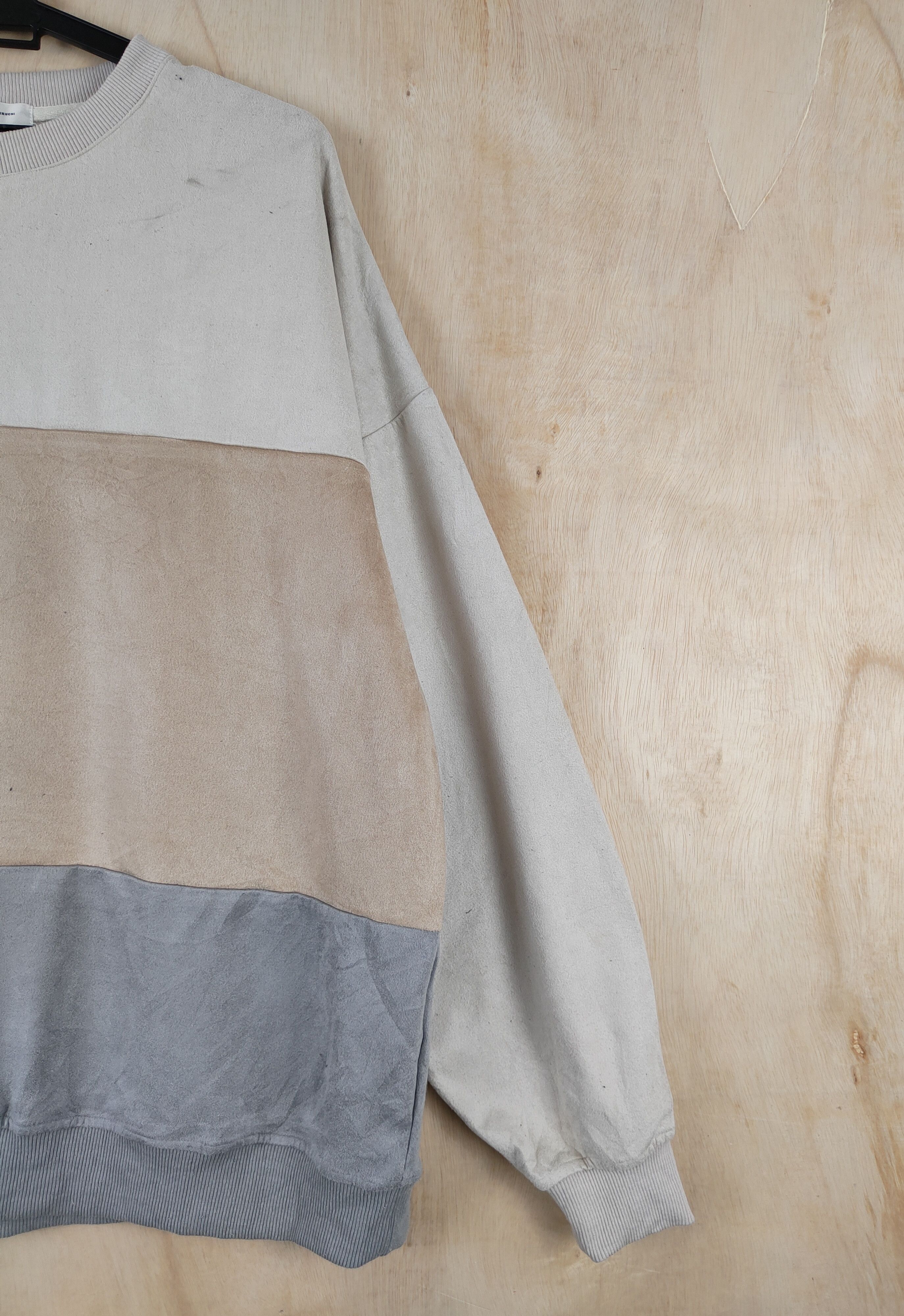 Japanese Brand Takeo Kikuchi Gray Brown patchwork Sweatshirts #S2561 Size US L / EU 52-54 / 3 - 5 Thumbnail