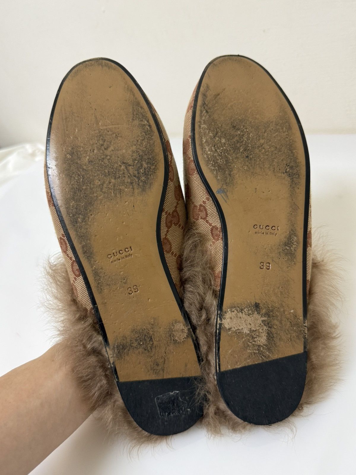 Gucci Gucci Princetown Fur-lined GG Canvas Loafers Size US 9 / IT 39 - 6 Thumbnail