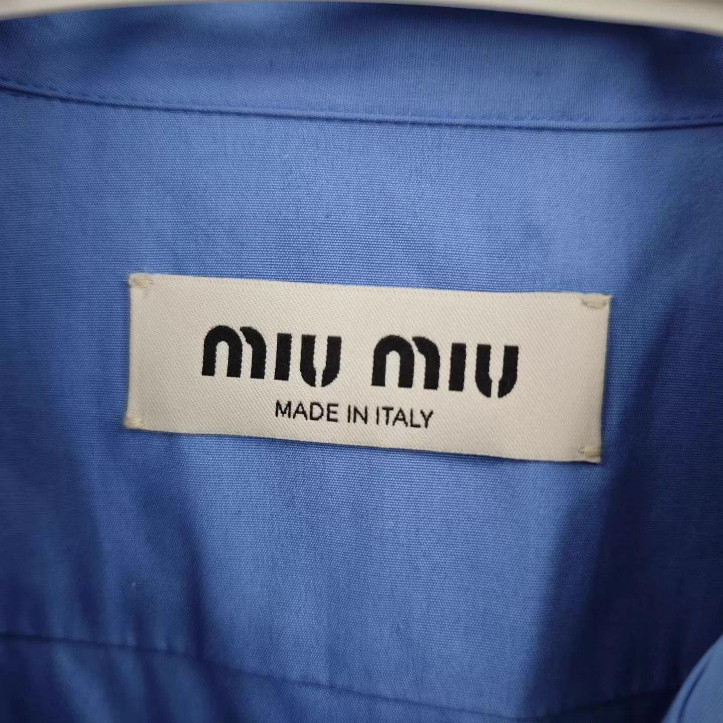 Miu Miu MIU MIU Women's Sapphire Blue Logo Embroidered LS Shirt Size XS / US 0-2 / IT 36-38 - 4 Thumbnail